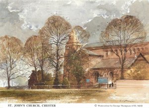 Postcard England Chester St John's Church painting by George Thompson