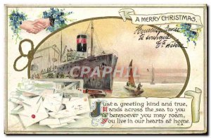 Postcard Old Boat Merry Christmas