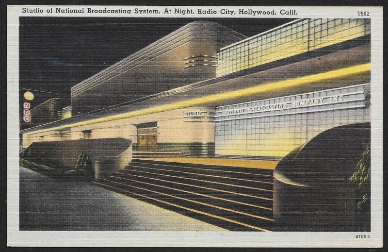 National Broadcasting System Radio City Hollywood California Unused c1930s