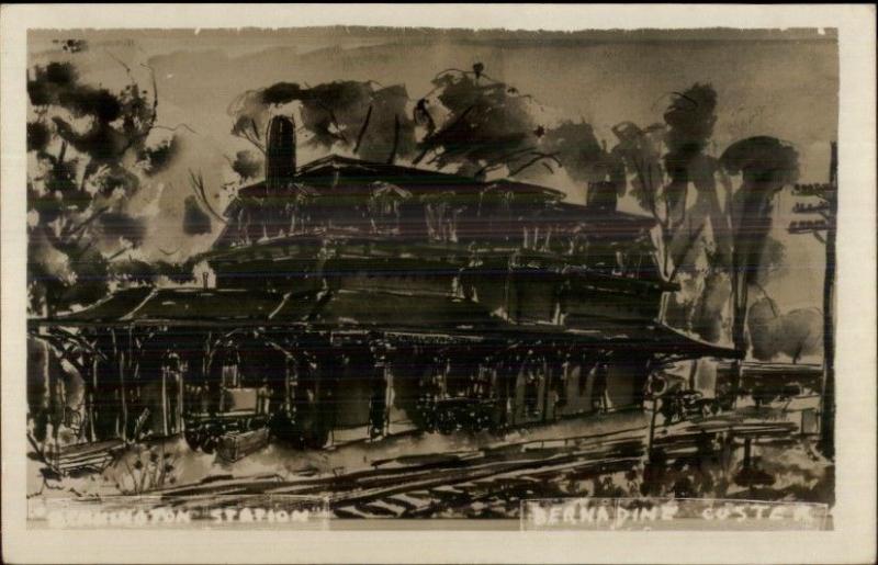 Artist Rendidtion - Bennington Station - Bernadine Custer Real Photo Postcard