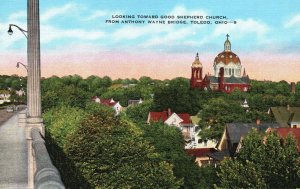 Vintage Postcard 1930's Good Shepherd Church Anthony Wayne Bridge Toledo Ohio OH