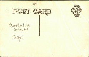 RPPC New High School Under Construction Beaverton Oregon OR Postcard D8