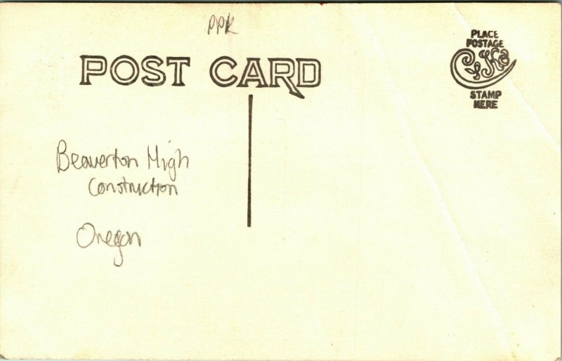 RPPC New High School Under Construction Beaverton Oregon OR Postcard D8