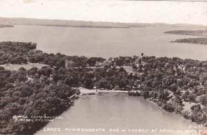 Iowa Arnolds Park Lakes Minnewashta and West Okoboji 1943 Real Photo