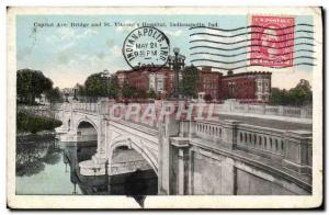 Postcard Old Capitol Ave Bridge And St Vincent Hospital & # 39s Indidnapolis Ind