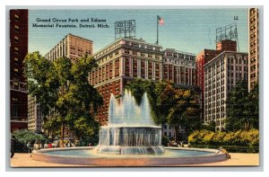 Vintage 1940's Postcard Panoramic View Grand Circus Park Detroit Michigan
