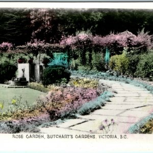 c1930s Victoria, B.C. Rose Garden RPPC Real Photo Butcharts Gardens Postcard A45