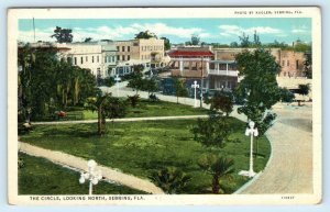 SEBRING, Florida FL ~ Street Scene THE CIRCLE looking North c1920s   Postcard