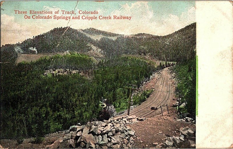 3 Elevations of Track Cripple Creek Railway Vintage Postcard Standard View Card 