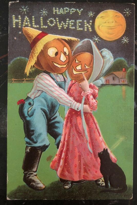 Mint Vintage USA Picture Postcard PPC  A Happy Halloween Pumpkin Couple