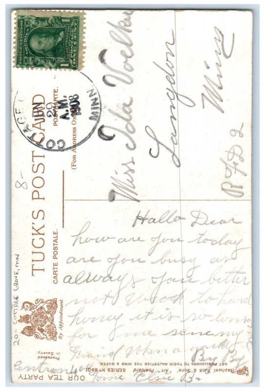 1908 Children Girls Our Tea Party Cottage Grove Minnesota MN Tuck's Postcard