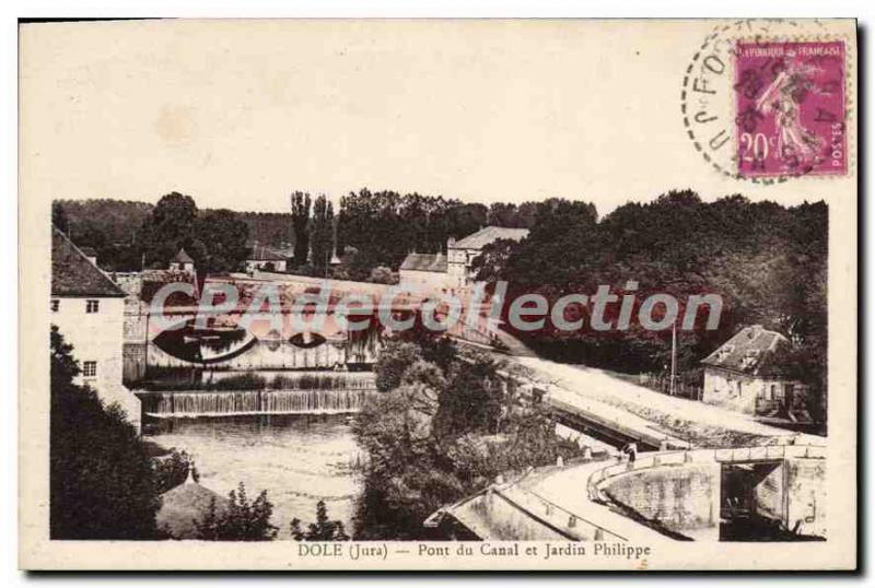 Old Postcard Dole Canal Bridge And Garden Philippe