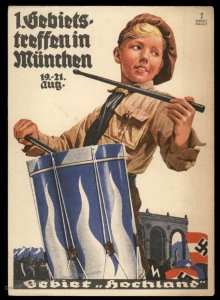 3rd Reich 1934 Hitler Jugend 1933 Hochland Munich Meeting Advertising Card 99499