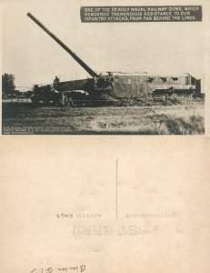 U.S. NAVAL RAILWAY GUN REAL PHOTO POSTCARD ANTIQUE RPPC