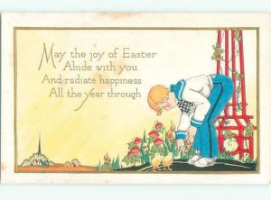 Divided-Back CHILDREN AT EASTER SCENE Great Postcard AA1735