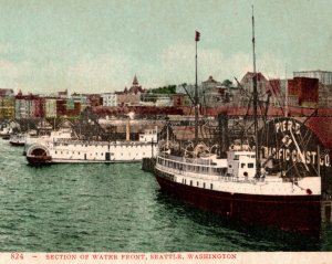 Section Of Waterfront Seattle Washington Postcard Undivided Back Antique Ships