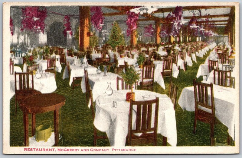 Vtg Pittsburgh Pennsylvania PA McCreery & Company Restaurant 1910s View Postcard