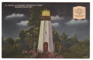 Replica of Henlopen Lighthouse at Night Rehoboth Beach Delaware postcard