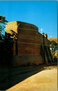 Vtg Santa Fe New Mexico NM San Miguel Church Back View 1950s Chrome Postcard