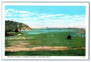 c1930 Golf Course Epworth Heights Field River Lake Ludington Michigan Postcard