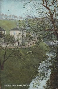Brock Mill Lane River Wigan Lancs Old Postcard