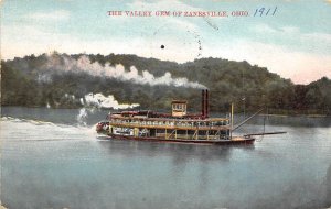 Unidentified Sternwheeler River Steamship Zanesville, Ohio USA Ferry Boat Ship 