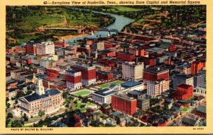 Tennessee Nashville Aeroplane View Showing State Capitol and Memorial Square ...