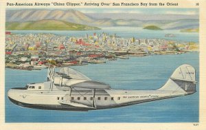 Postcard 1940s Pan American Airline Advertising China Clipper Tichnor 23-3129