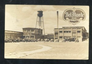 RPPC SLEEPY EYE MINNESOTA DEL MONTE FACTORY OLD CARS REAL PHOTO POSTCARD