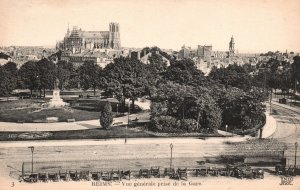 Vintage Postcard Vue Generale Prise De La Gare Reims France