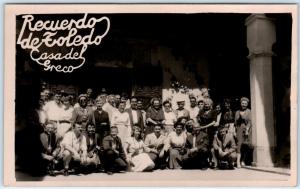 RPPC Recuerdo de TOLEDO, SPAIN  Group Posed CASA DEL GREGO 1957 Museum Postcard