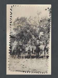 Real Picture Post Card Ca 1920 Unknown People On Mules In Mexico