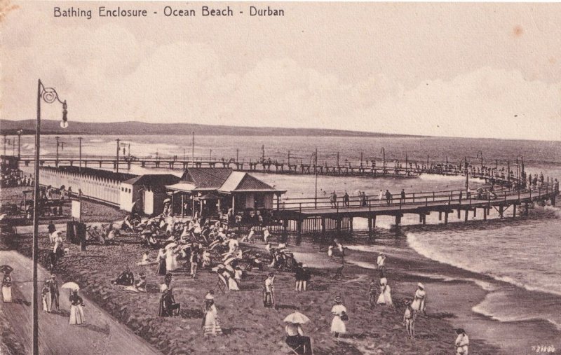 Antique Streetlamp Bathing Enclosure Durban Postcard