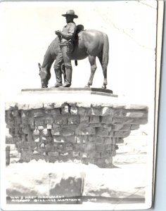 RPPC  BILLINGS, MT Montana  WM S HART Monument at AIRPORT  c1940s   Postcard