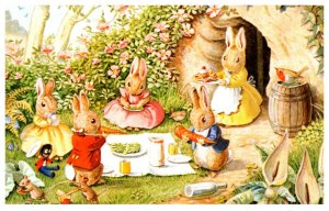 Animals Bunnie's Picnic  , signed Molly Brett