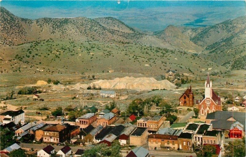 Virginia City Nevada~Birdseye Panorama of Town~Homes~C Street~Church~Mines~1960s