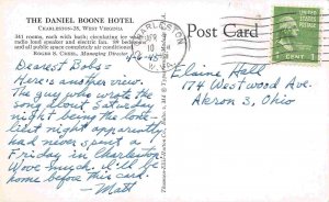 Daniel Boone Hotel Charleston West Virginia 1945 postcard