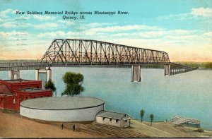 Illinois Quincy New Soldier Memeorial Bridge Across Mississippi River 1941 Cu...