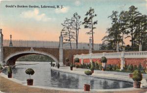 Lakewood New Jersey~Gould Sunken Garden~Bridge over Water~c1910 Pc