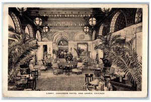 1933 View Of Lobby Congress Hotel And Annex Chicago Illinois IL Vintage Postcard 