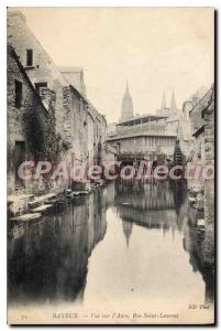 Postcard Old Bayeux view Aure rue Saint Laurent