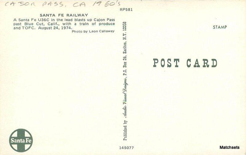 1960's CAJON PASS CALIFORNIA Santa Fe Railway Train Audio Visual Postcard 7431