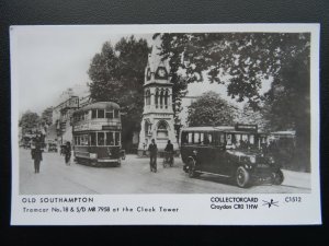 SOUTHAMPTON Tramcar 18 & S/D MR7958 Clock Tower Old RP Postcard by Pamlin Repro