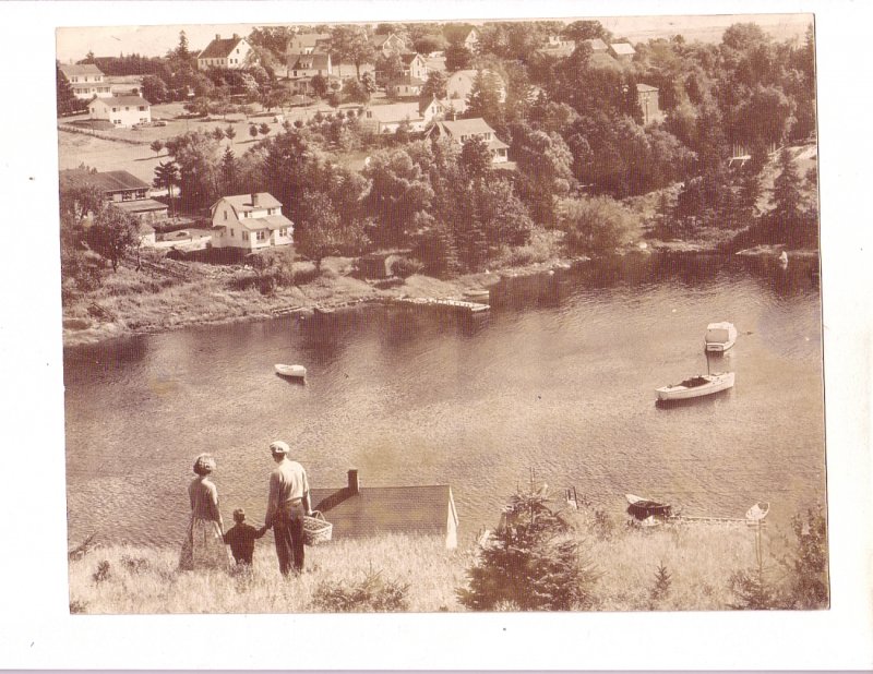 Family on Hill Overlooking Chester, Nova Scotia, .9.5 X 7 In Vintage Photograph