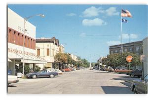 Street Scene Cars Menasha Wisconsin postcard