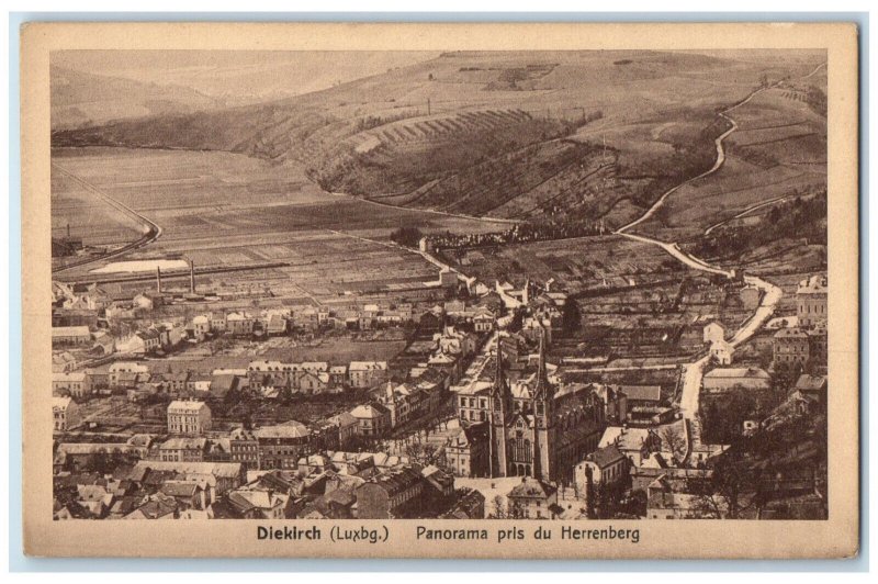 c1920's Diekirch Panorama Of Herrenberg Luxembourg Unposted Antique Postcard