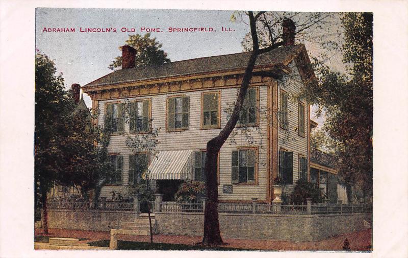 Abraham Lincoln's Old Home, Springfield, Illinois, Early  Postcard, Unused