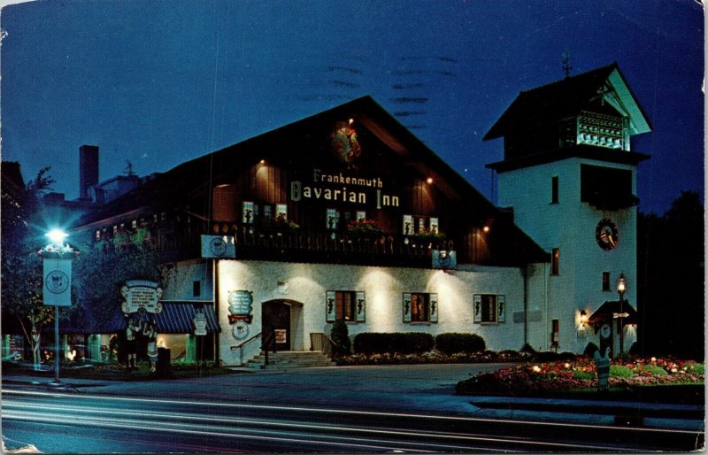 Frankenmuth Bavarian Inn Michigan MI Postcard PM Portland CT Cancel WOB Note VTG 