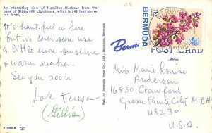 Gibbs Hill Lighthouse, Overlooking Hamilton Harbour Bermuda Postcard