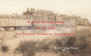 Mexico Border War, RPPC, Well Armed Rebel Troop Railroad Train, Photo No 1141